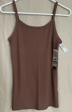 NWT No Boundaries Womens Tank Tops Size M Fitted Rib Cami Layering Stretch Brown