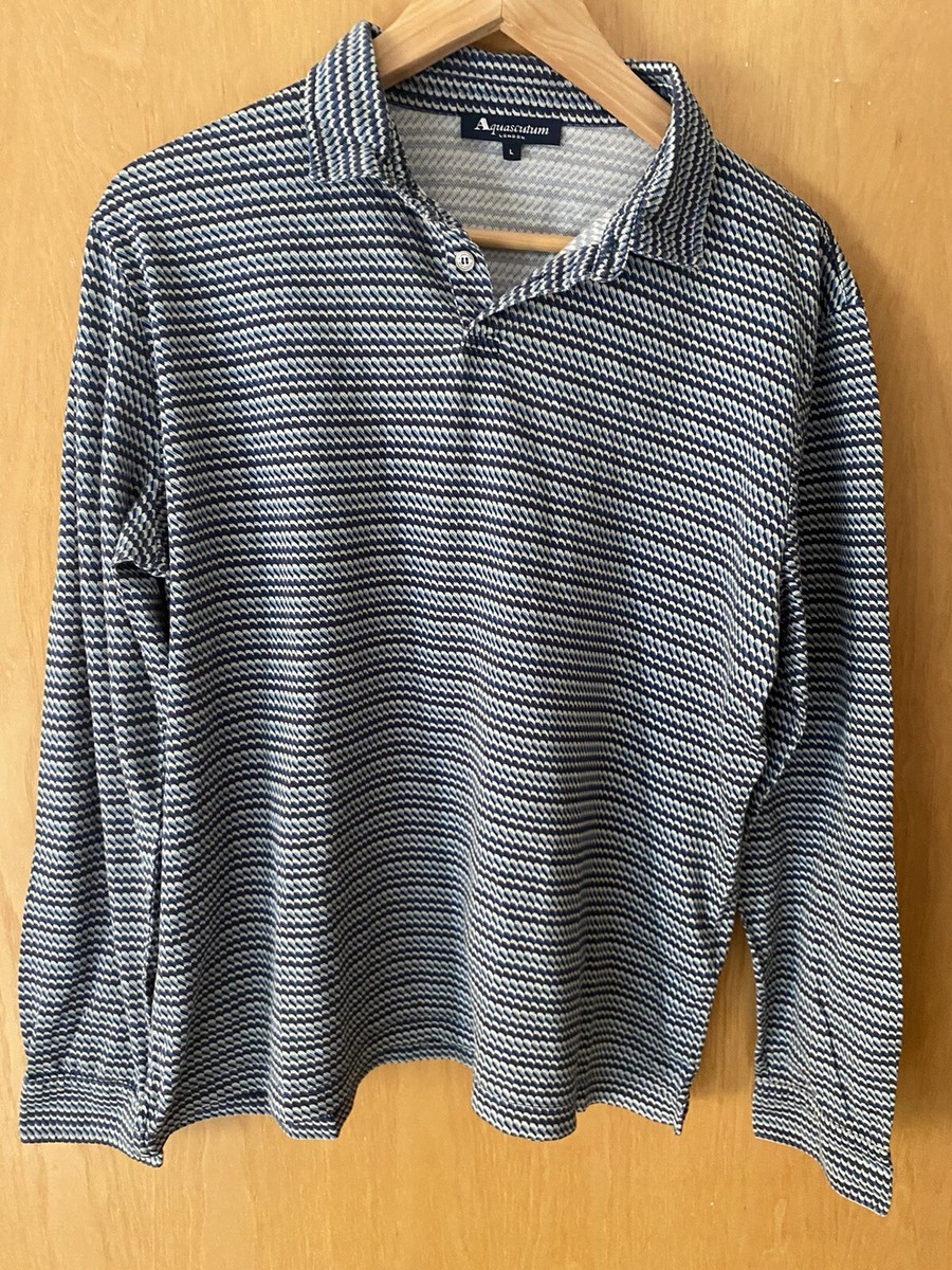 Supima Cotton Aquascutum Long Sleeve Polo Navy Aquascutum Long