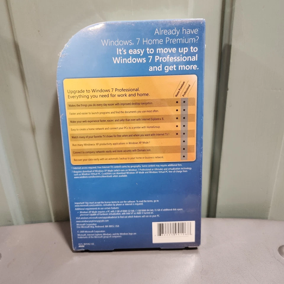Microsoft Windows 7 Home Premium to Professional Anytime Upgrade PC NEW SEALED - Image 2 of 4