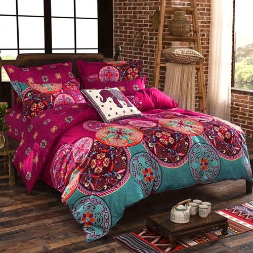 Shatex Boho Comforter Sets Soft Floral Bedding Sets with Pillow Shams T/Q/K Size - Picture 9 of 21