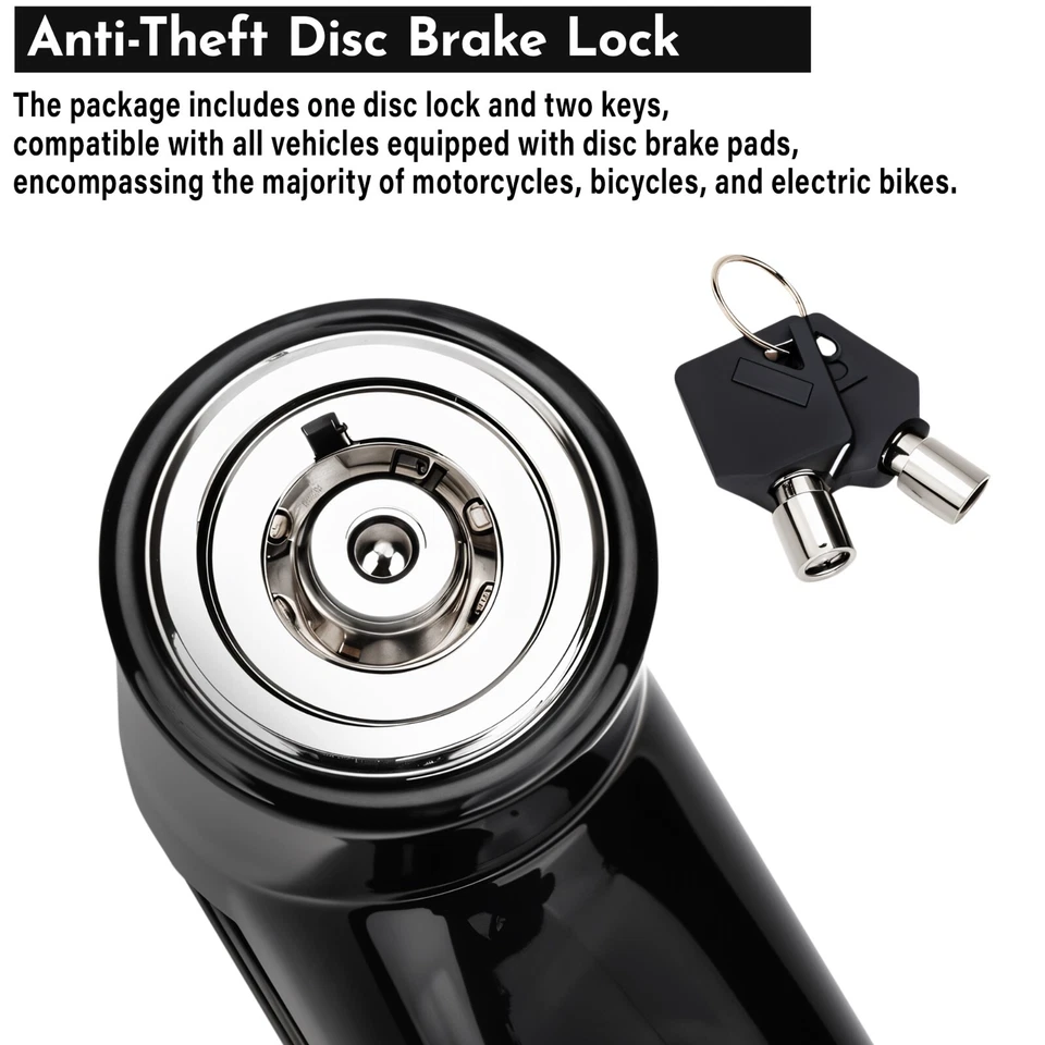 HEAVY DUTY MOTORBIKE MOTORCYCLE BIKE SCOOTER DISC LOCK PADLOCK + KEYS SECURITY - Image 3 of 4