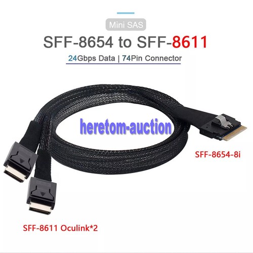 Ultraport Slimline SAS Slim 4.0 SFF-8654 8i 74pin to Dual Oculink SFF-8611 Cable - 第 3/20 張圖片