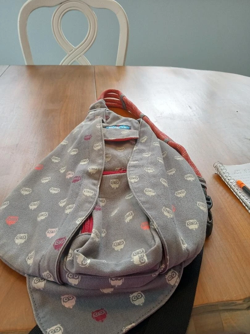 Kavu Rope Bag Sling Pack Hiking Camping Retired Owl Pattern Canvas