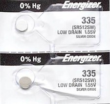 2 x Energizer 335 Watch Batteries, 1.55V, equivalent SR512SW, 512