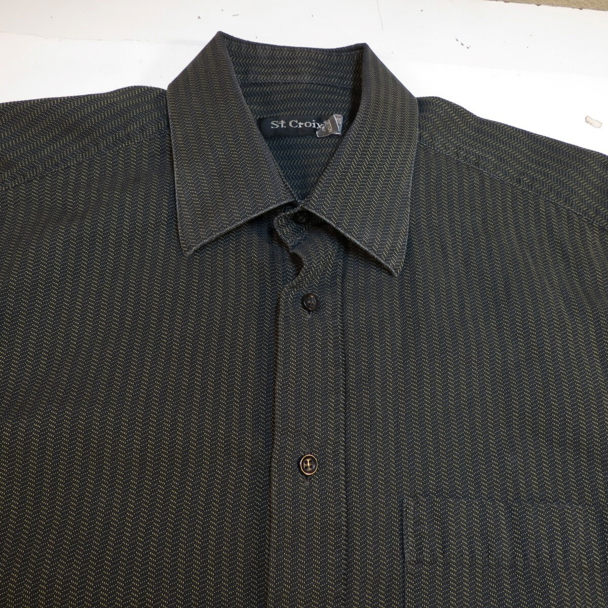 ST. CROIX Made in Italy Knit DESIGNER BUTTON UP LONG SLEEVE SHIRT 
