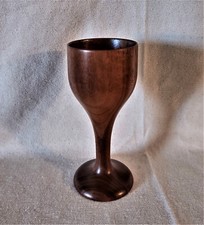 Vintage Hand Turned Black Walnut Decorative 5" Goblet, One Piece, No Seams