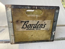 Bordens 60s' Metal Fiberglass Milk Crate Houston TX 9-66 Vintage Erie Crate