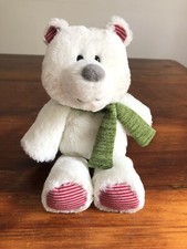 Mary Meyer Marshmallow Junior Stuffed Animal, 9" Polar Bear Green Scarf Striped