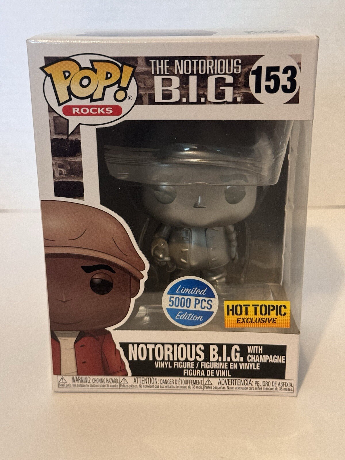 The Notorious B.i.g. W/ Champagne Platinum Funko Pop Hot Topic 153 W/ Protector