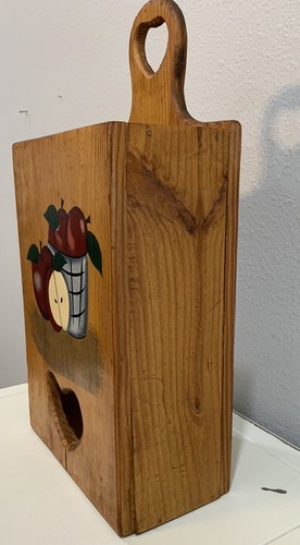 Vtg Wooden Apple Recycle Box Plastic Bags Wall Decor 1997 ABC Distributing Inc - Picture 4 of 7