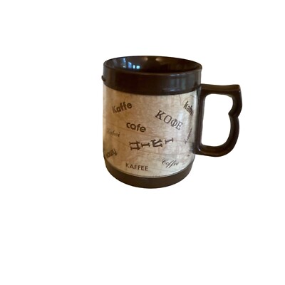 Thermo Serv Vintage 1970s Plastic Insulated Coffee Cup International  Languages
