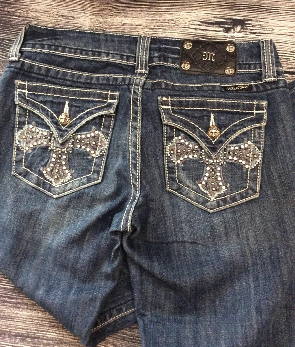 JamsatticTreasures Miss Me Chloe Boot Cut Rhinestone Bling Jeans Sz 28