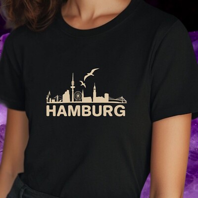 T-Shirt Frauen Hamburg Skyline Motiv Baumwolle Größe S bis 3XL