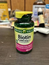 Spring Valley Extra Strength Biotin Dietary Supplement 10,000 mcg 120 Softgels