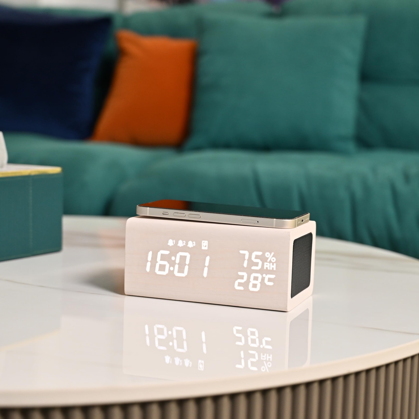 Wireless Charging Bluetooth Alarm Clock with Speaker & 3 Alarm Settings-image