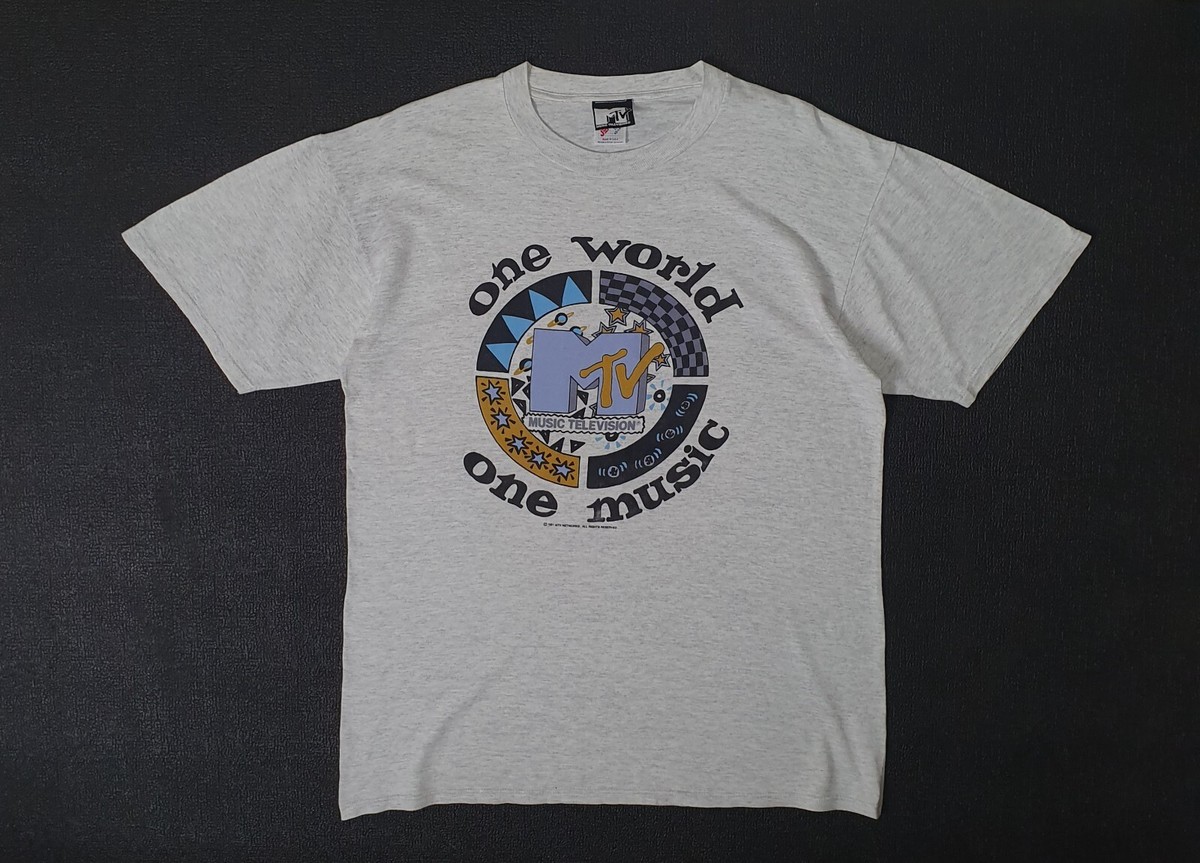 Vintage 1991 MTV One Music One World 90s Music Television T shirt
