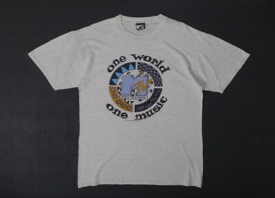 Vintage 1991 MTV One Music One World 90s Music Television T shirt  