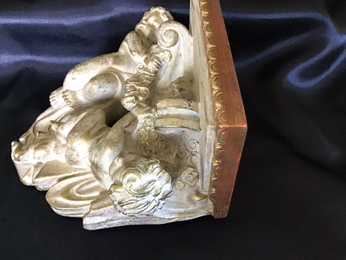 Vintage Wandleuchter Regal 2 Cherubs Hollywood Regency verziertes Regal - Bild 4 von 10