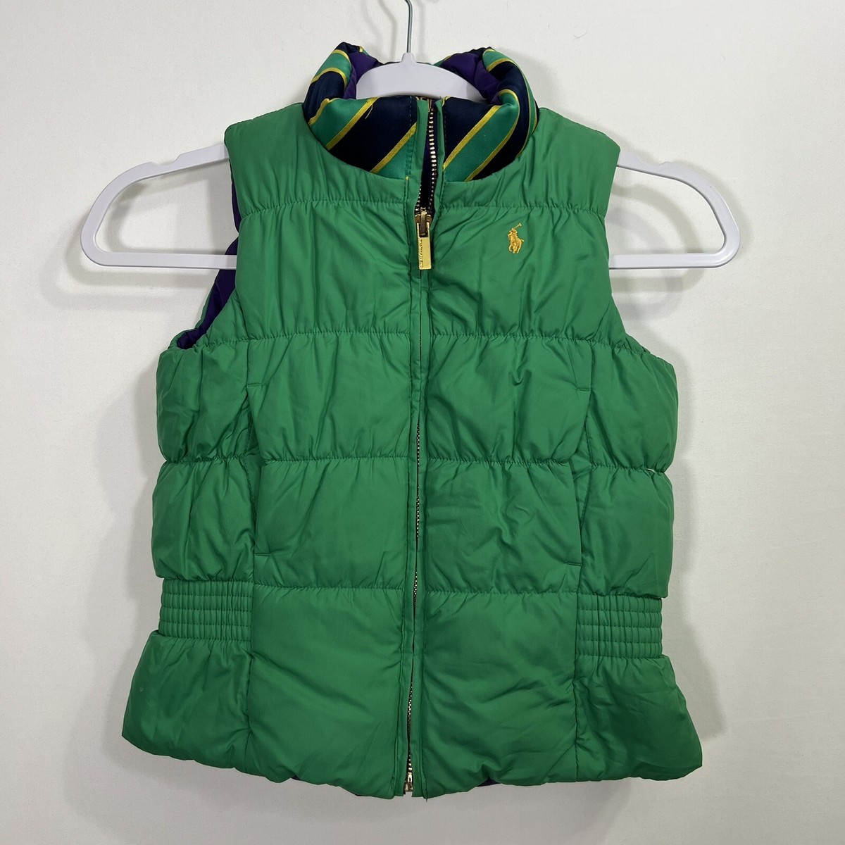 Ralph Lauren Reversible Down Puffer Vest Girls 6 Purple