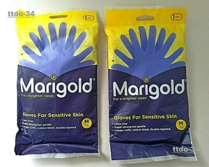 3 Pairs Sensitive Skin Gloves – Medium Size (7.5), Latex-Free, Long Cuffs, Cotton-Lined For Cleaning & Dishwashing