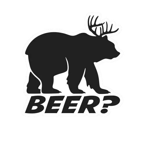 Bieraufkleber Bär plus Hirsch gleich - Bild 1 von 3