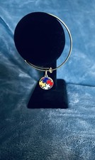 Autism Awareness stainless steel bangle charm bracelet