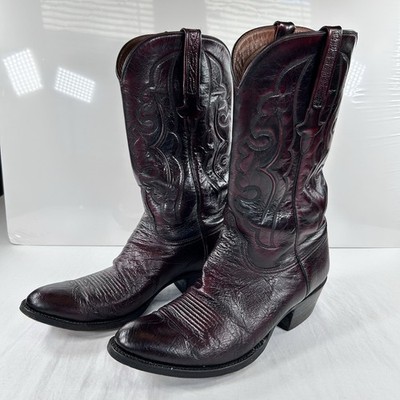 Lucchese Classics L6955 Black Cherry 11 D Smooth Ostrich Boots Western Iconic