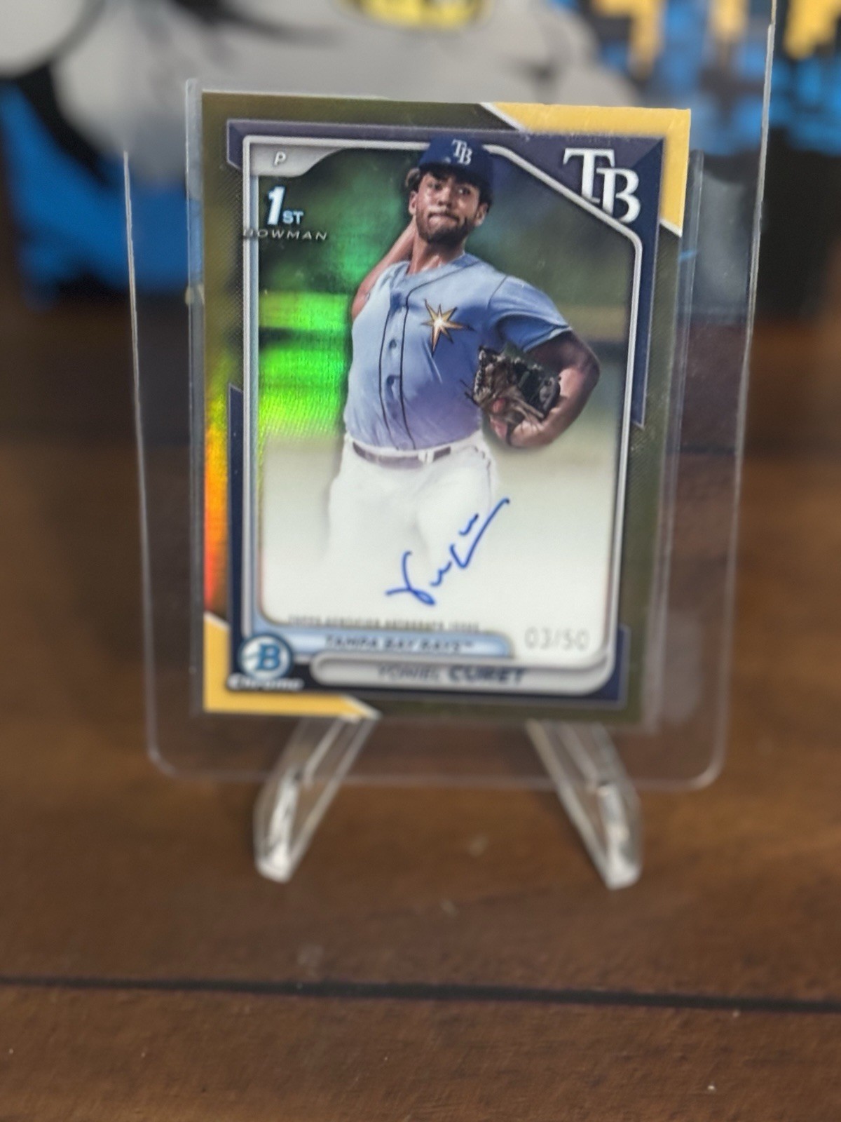 2024 Yoniel Curet 1st Bowman Chrome Auto True Gold 3/50 Rays