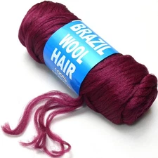 Brazilian Wool Hair 1 Roll Wine Red 99J Acrylic 1 Count (Pack of 1), 