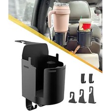 Headrest Cup Holder for Back Seat, Stable Spill-Resistant 1-PACK Deep Black