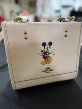 EUC Coach Disney Mickey Mouse Leather Dempsey Tote 22 Chalk