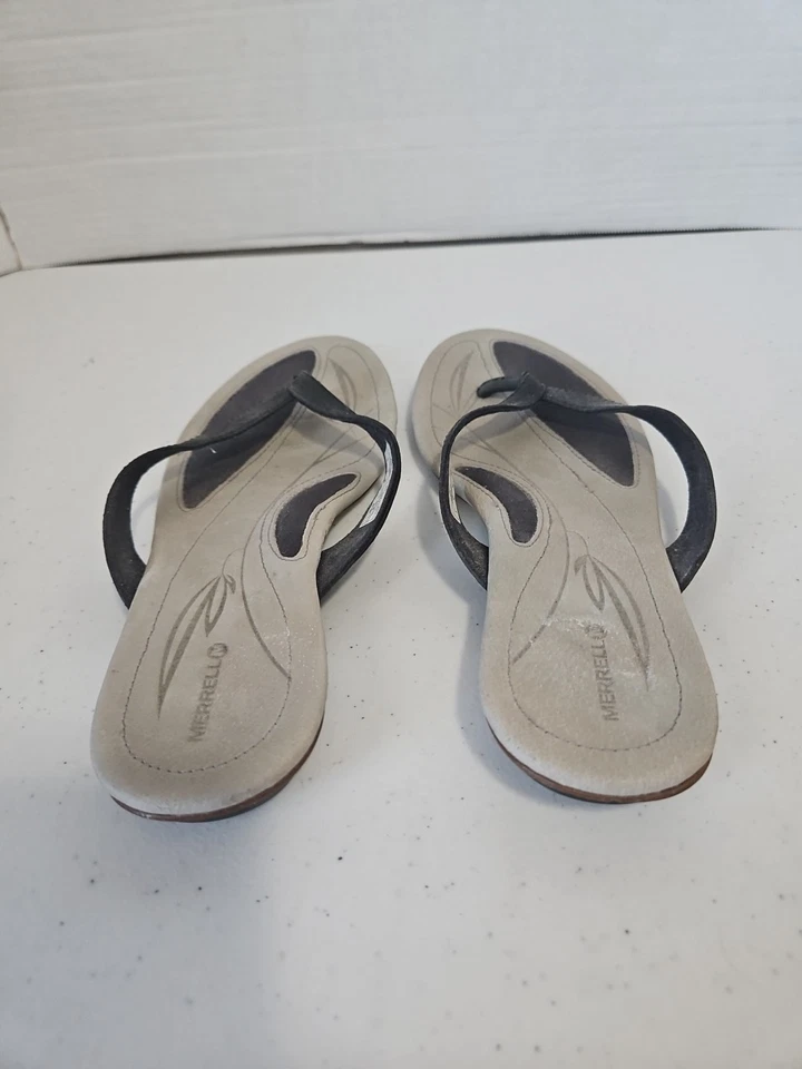 Women's Flip Flop Thong Sandal Beach Shoe Merrill Sz. 8 Black Gray - Image 3 of 4