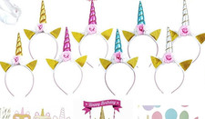Unicorn Horn Headbands Party - New - Lot of 10 Pink Gold Silver Blue