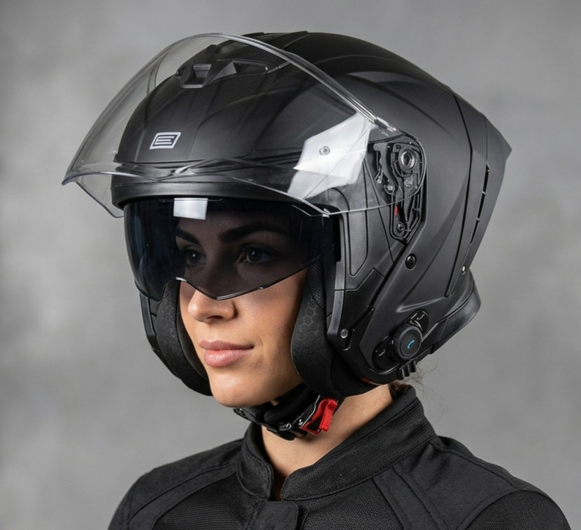 CASCO JET ORIGINE APRICA BT CON BLUETOOTH INTEGRATO NERO OPACO MOTO SCOOTER