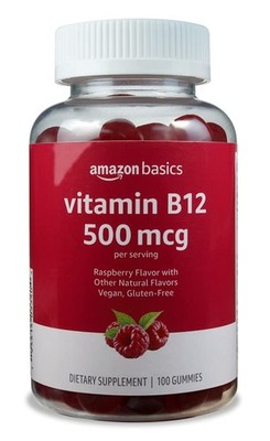 Amazon Basics Vitamin B12 500 mcg Gummies for Energy 100 count (Pack of 1) 