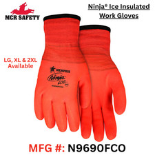 Insulated Ninja Ice Work Gloves for Cold - N9690FCO - MCR - 15Ga Orange Nylon