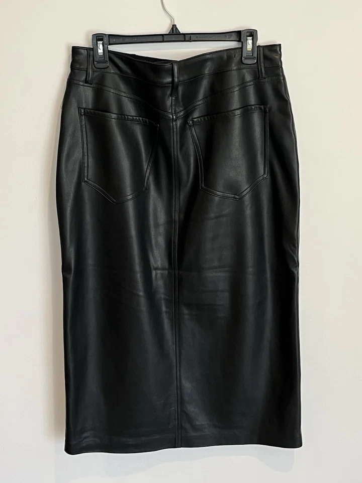 Falda Express Imitación Cuero Talla 12 Nueva Negra Lápiz Hasta la Rodilla Abertura Bolsillos con Cremallera Foto 3 de 4