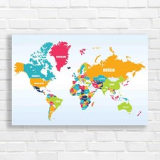 World Map With Countries  Canvas Print Large Picture Wall Art