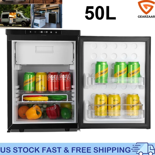 12V 110V Mini Fridge 1.77 cu ft 50L RV Refrigerator for Truck Camper Van Boat