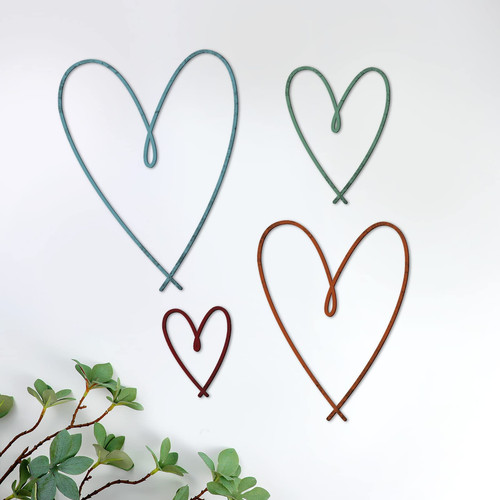 4 Pieces Metal Heart Wall Art Decor Love Heart Wall Sign Ornaments for Bedroo...
