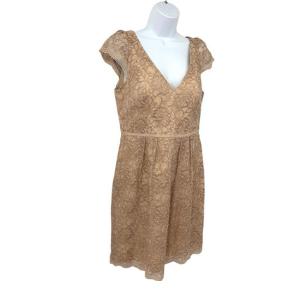 #ad Jenny Yoo Blush Lace Cocktail Dress V Neck Cap Sleeve Size 10 $57.00