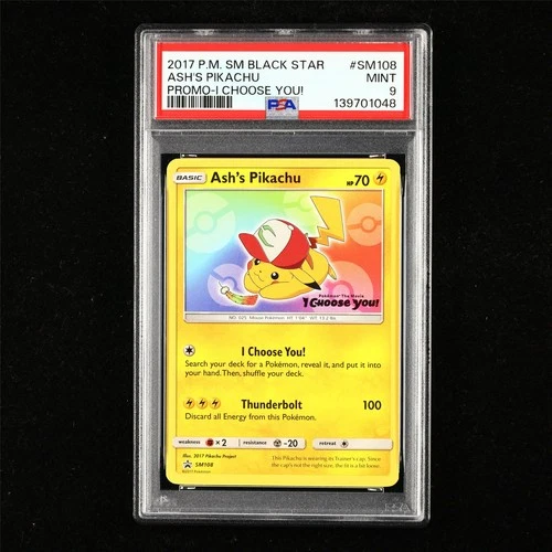 PSA 9 MINT 2017 Pokemon ENG Ash's Pikachu SM108 Promo