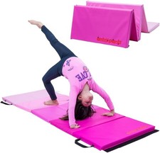 Tumbling Mat   Gymnastics Mat, Easy to Clean, Sturdy, Foldable PINK COLOR