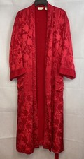 Vintage Victoria's Secret Gold Label Terry Lined Robe Red Floral Silky Size M/L