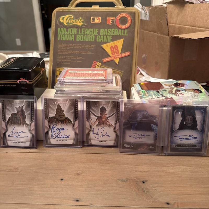 Lot Of 5 STAR WARS Masterwork Auto Cards. Rune Haako, Watto, Poggle, Boss, Rebo!