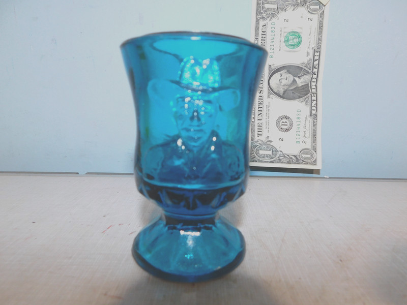Blue Flame color Glass Hopalong Cassidy Boyd Glass Toothpick Holder