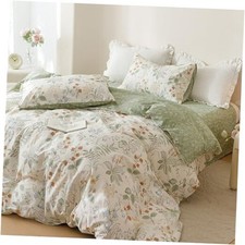 Floral Duvet Cover Size Green Leaf Red Flower Queen White Green Floral - Cs