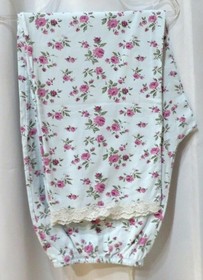 Victorias Secret 2PC Pajamas Blue & Pink Floral Cotton Knit Long Slv with Lace L