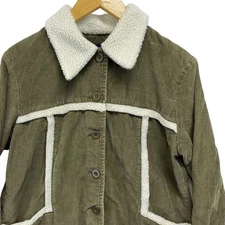 Blue j Olive green corduroy Sherpa Collar And Lining Barn Coat Women's Medium