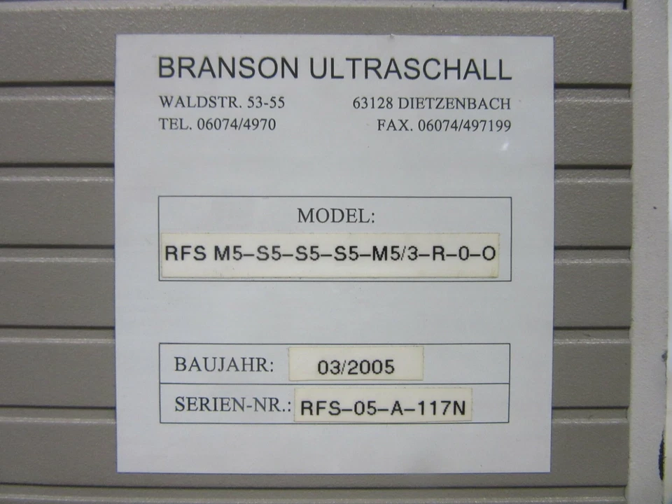 Branson Ultrasuoni RFS M5-S5-S5-S5-M5/3-R0-O - Immagine 4 di 4
